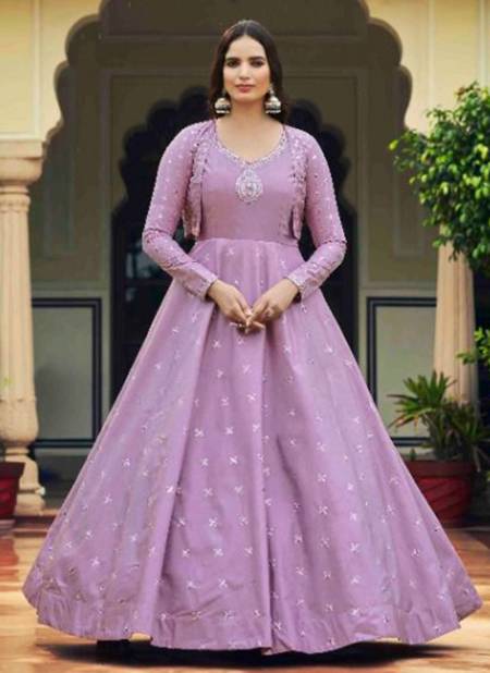 Purple Colour Flory Vol 22 Shubh Kala New Latest Designer Festive Wear Cotton Anarkali Gown With Koti Collection 4763